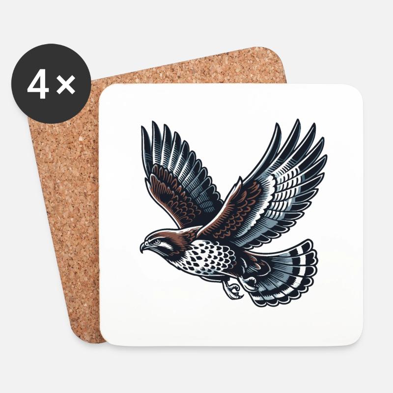 Buzzard - Coasters (set of 4) - white