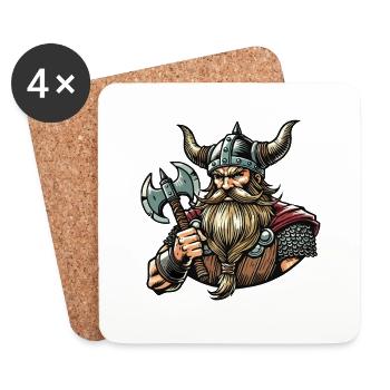 Wikinger Krieger - Untersetzer (4er-Set) - Weiß - Vorne