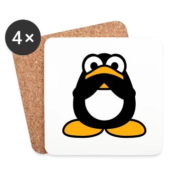 Penguin Nothing Talking Silent Hands Covering Mouth - Coasters (set of 4) - white - Front