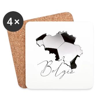 Carte de la Belgique encadrée Real Football BE - Dessous de verre (lot de 4) - blanc - Devant