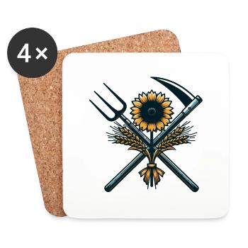 Logo de l’agriculture - Dessous de verre (lot de 4) - blanc - Devant