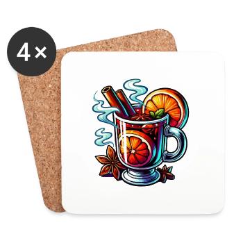 Glühwein - Untersetzer (4er-Set) - Weiß - Vorne