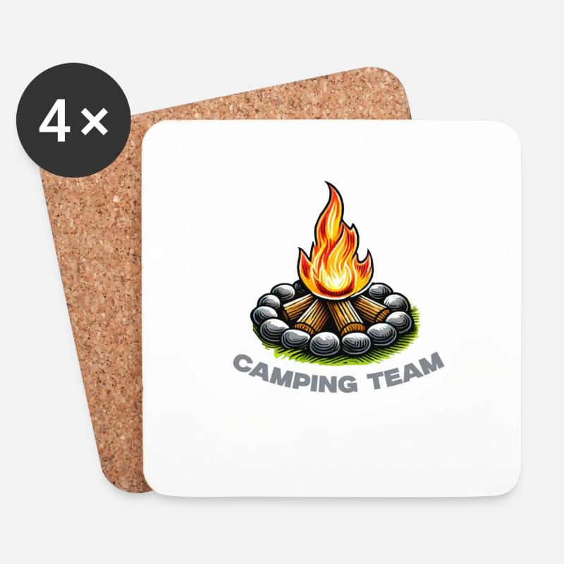 lagerfeuer camping team - Untersetzer (4er-Set) - Weiß