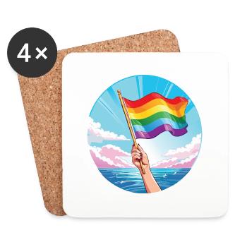 Pride Flag Ocean - Coasters (set of 4) - white - Front