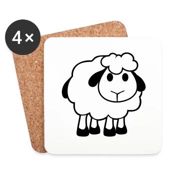 Sheep Baby Stands Cute Cute Lamb Child Cool Comic - Coasters (set of 4) - white - Front