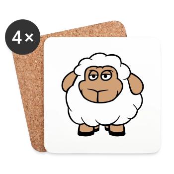 Sheep Baby Stands Bored Tired Cartoon Comic - Coasters (set of 4) - white - Front
