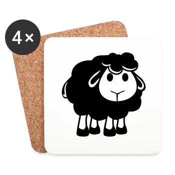 Black Sheep Small Cute Cute Lamb Cool Comic - Coasters (set of 4) - white - Front