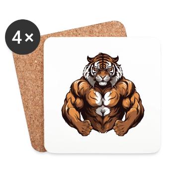 Tiger Muscles MMA Fighter Beast - Coasters (set of 4) - white - Front
