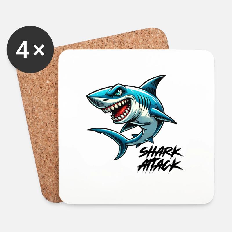 shark attack - Untersetzer (4er-Set) - Weiß