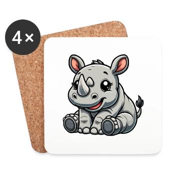 Rhinoceros baby - Coasters (set of 4) - white - Front