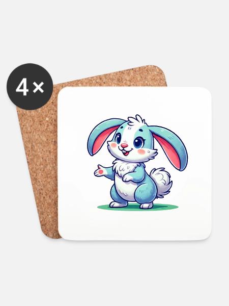 Hase Comic - Untersetzer (4er-Set) - Weiß
