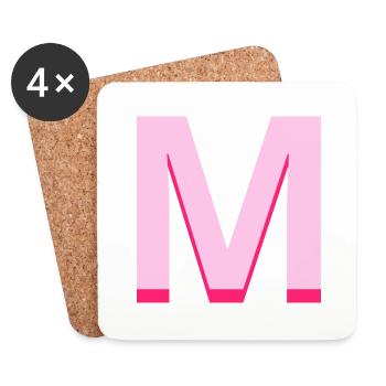 Pop- und moderner rosafarbener Buchstabe m - Untersetzer (4er-Set) - Weiß - Vorne