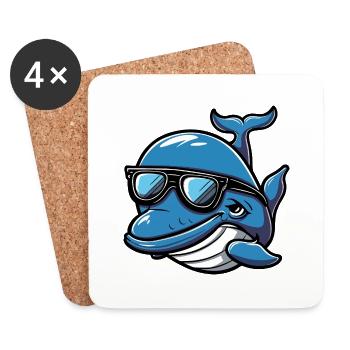 animal baleine - Dessous de verre (lot de 4) - blanc - Devant