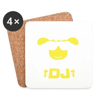 Sheep Official DJ Sunglasses Party Lamb Sweet Cool - Coasters (set of 4) - white - Front