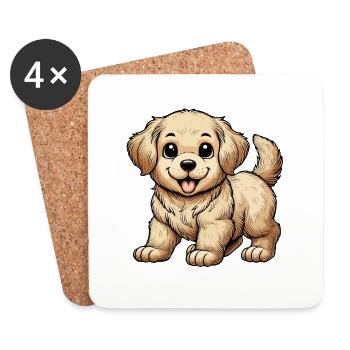 Golden Retriever Welpe - Untersetzer (4er-Set) - Weiß - Vorne