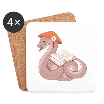 Année du Serpent 2025 - Dessous de verre (lot de 4) - blanc - Devant