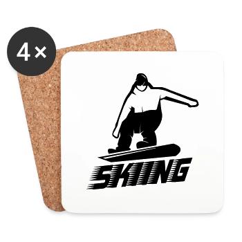 Skiing Snowboard - Untersetzer (4er-Set) - Weiß - Vorne