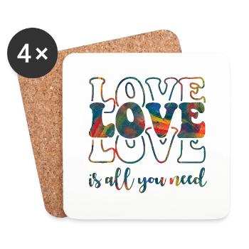 xoxo love you amore Blumen Frauen Valentinstag 14 - Untersetzer (4er-Set) - Weiß - Vorne