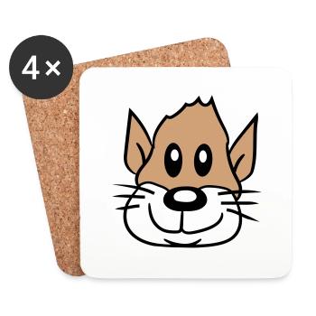 Visage de chien Petit Tête d’animal de compagnie Mignon - Dessous de verre (lot de 4) - blanc - Devant