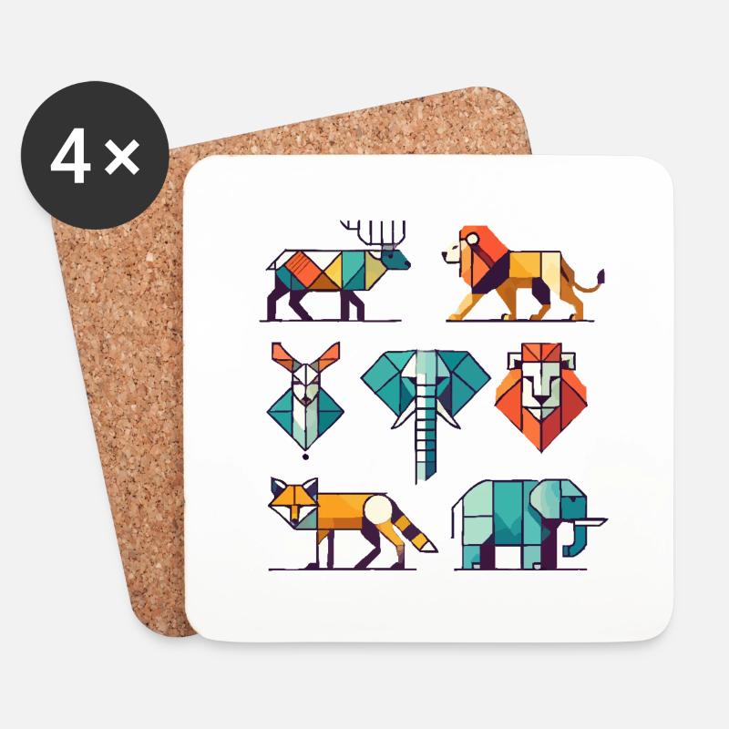 Geometric Animals - Coasters (set of 4) - white