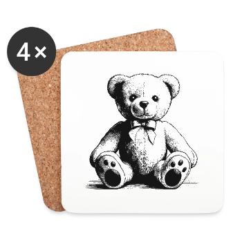 Teddybär - Untersetzer (4er-Set) - Weiß - Vorne
