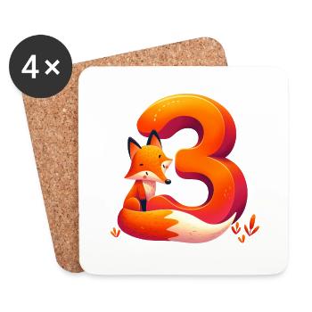 Children's design fox – Creative animal numbers - Coasters (set of 4) - white - Front