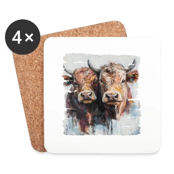 Two young bulls or two cows? - Coasters (set of 4) - white - Front