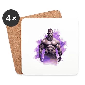 Fitness Homme Muscles Musculation - Dessous de verre (lot de 4) - blanc - Devant