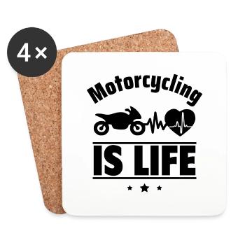 Motorradfahren ist das Leben - Untersetzer (4er-Set) - Weiß - Vorne