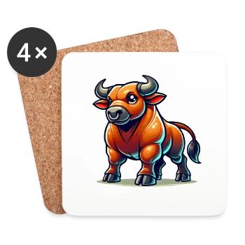 stier comic - Untersetzer (4er-Set) - Weiß - Vorne