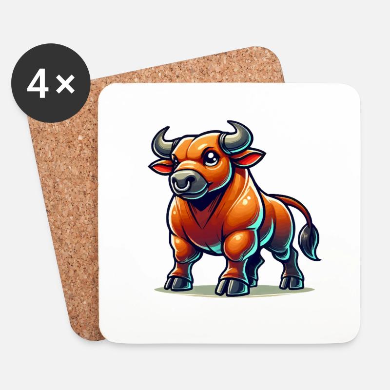 stier comic - Untersetzer (4er-Set) - Weiß