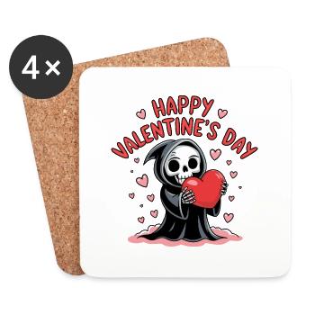mignon faucheuse avec un coeur- Saint Valentin - Dessous de verre (lot de 4) - blanc - Devant