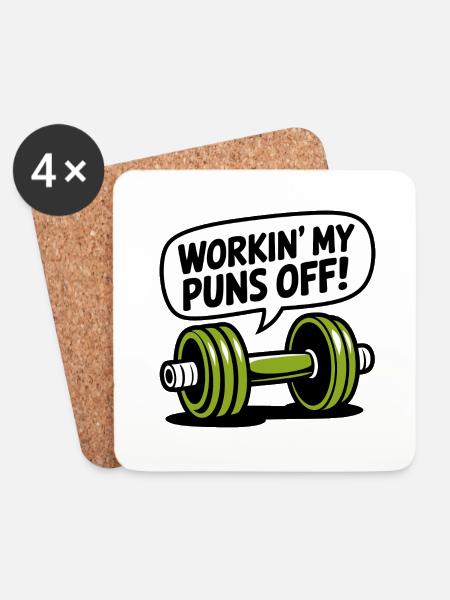 Working my puns off - Coasters (set of 4) - white