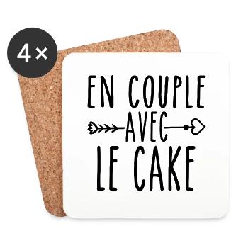 En Couple avec Cake, cadeau Fans de Cake - Dessous de verre (lot de 4) - blanc - Devant