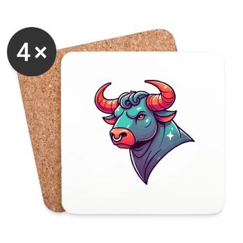 Taurus Cartoon - Coasters (set of 4) - white - Front