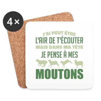 I think of my sheep - Coasters (set of 4) - white - Front