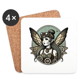 Vintage Steampunk Fairy - Coasters (set of 4) - white - Front