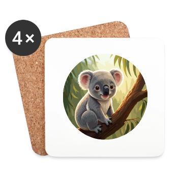 Koala-Bär im Baum - Untersetzer (4er-Set) - Weiß - Vorne