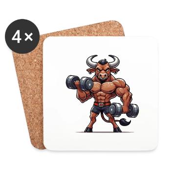 stier fitness - Untersetzer (4er-Set) - Weiß - Vorne