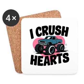 I Crush Hearts Monster Truck - Coasters (set of 4) - white - Front