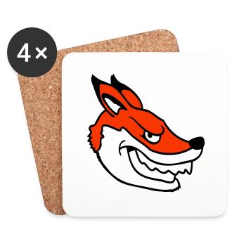 Renard, Mauvais œil, Dangereux, Renard roux, Animal sauvage - Dessous de verre (lot de 4) - blanc - Devant