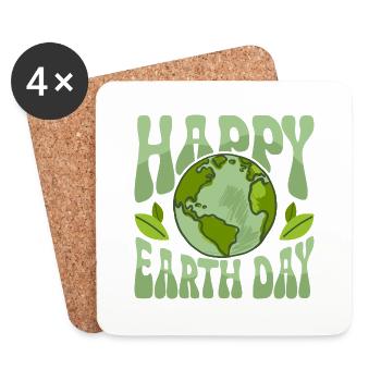 Happy Earth Day Environmental Planet - Untersetzer (4er-Set) - Weiß - Vorne