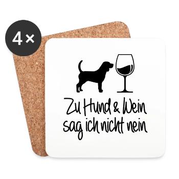 I won't say no to dog and wine - Coasters (set of 4) - white - Front