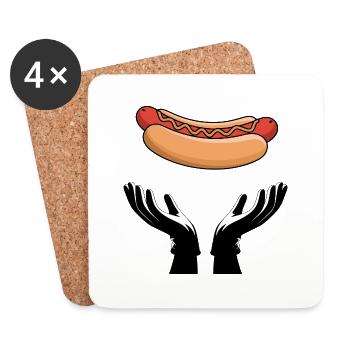 Levez les mains pour les hot-dogs - Dessous de verre (lot de 4) - blanc - Devant