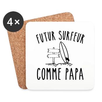 Künftiger Surfer wie Papa - Untersetzer (4er-Set) - Weiß - Vorne
