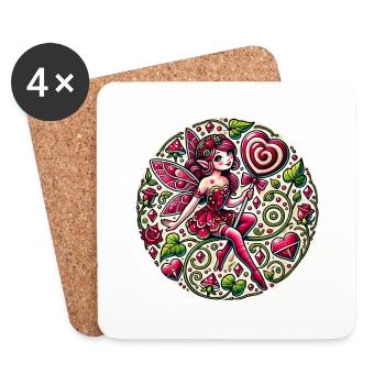 Fée de la Saint-Valentin Fées de la canne de bonbon - Dessous de verre (lot de 4) - blanc - Devant