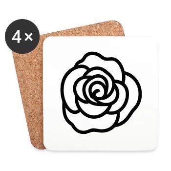 Pink Flower - Coasters (set of 4) - white - Front