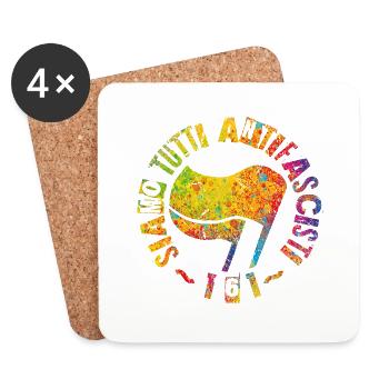 Siamo Tutti Antifascisti 161 Antifa Flags - Coasters (set of 4) - white - Front