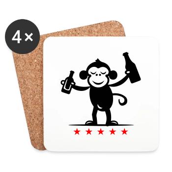 Bière de singe de fête - Dessous de verre (lot de 4) - blanc - Devant
