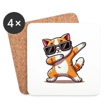 katze comic dabbing - Untersetzer (4er-Set) - Weiß - Vorne